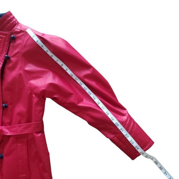 Vintage red puff sleeve trenchcoat - Picture 6 of 10